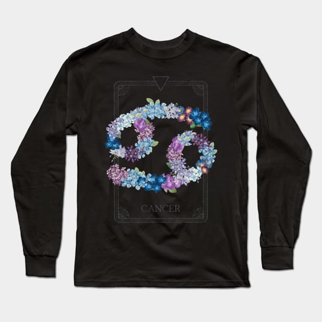 Floral Zodiac Sign: Cancer Long Sleeve T-Shirt by FabiWes